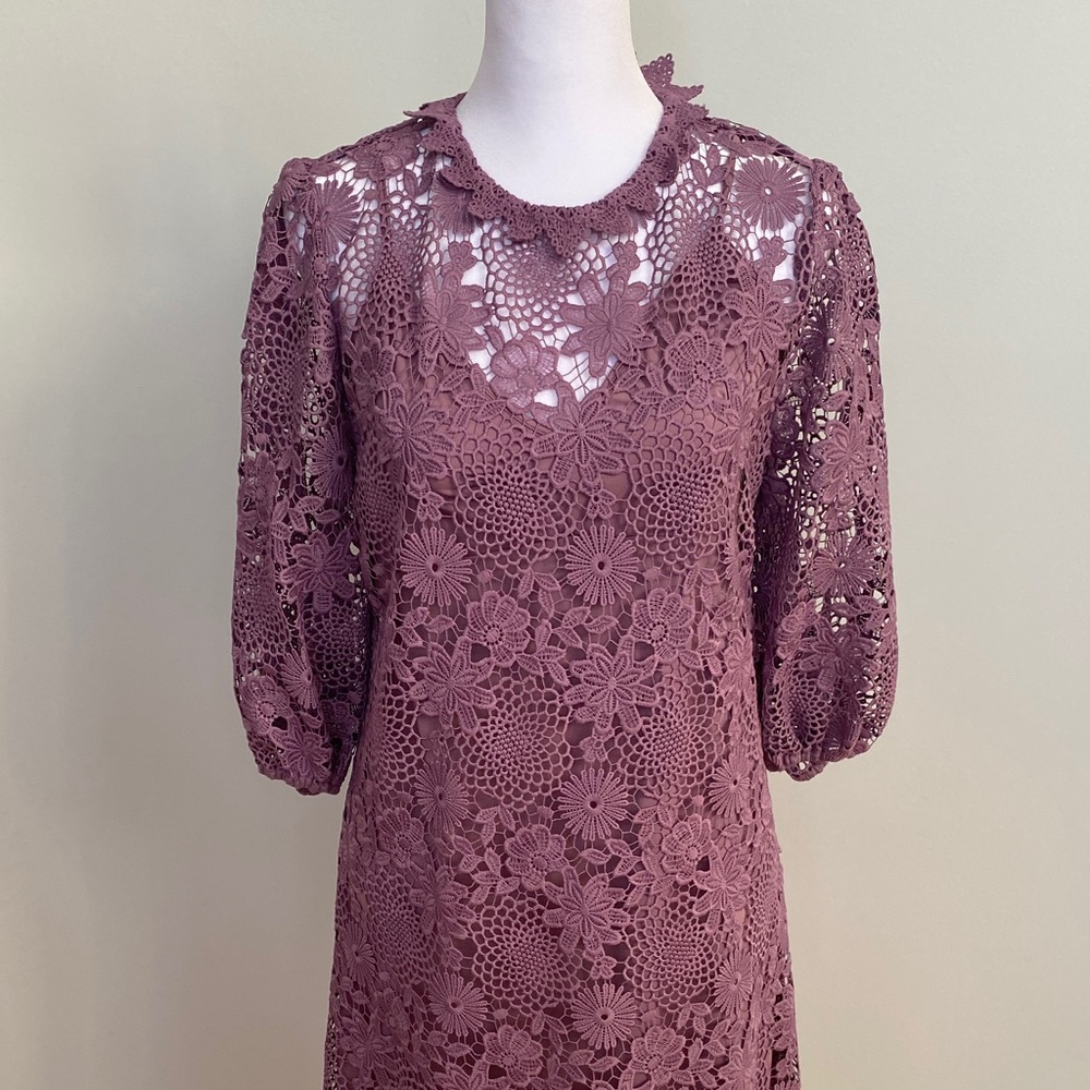 Johnny Was beautiful designer slip dress with lace overlay